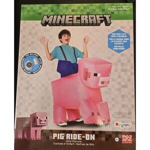 Disguise Kids' Minecraft Pig Ride On Inflatable Costume  One Size Pink-open box